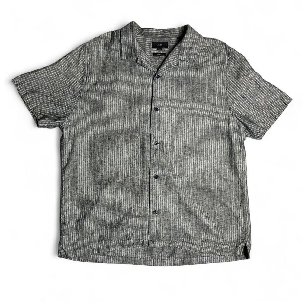 Vince Men's Striped Grey Hemp Shirt